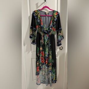 Floral Black Hi Low Maxi Dress